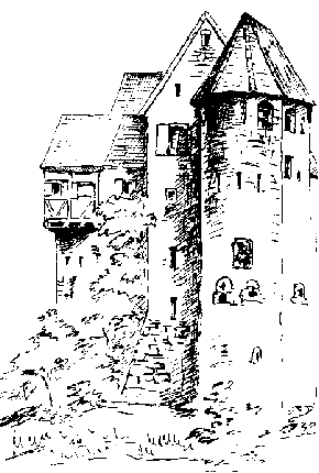 Historische Führung Egloffstein: Blick von Westen aus dem Graben auf den Turm